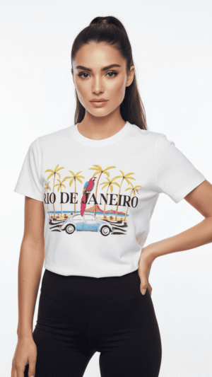 T-shirt Tee Rio Vintage (Fusca & Calçadão) – 100% Algodão Premium